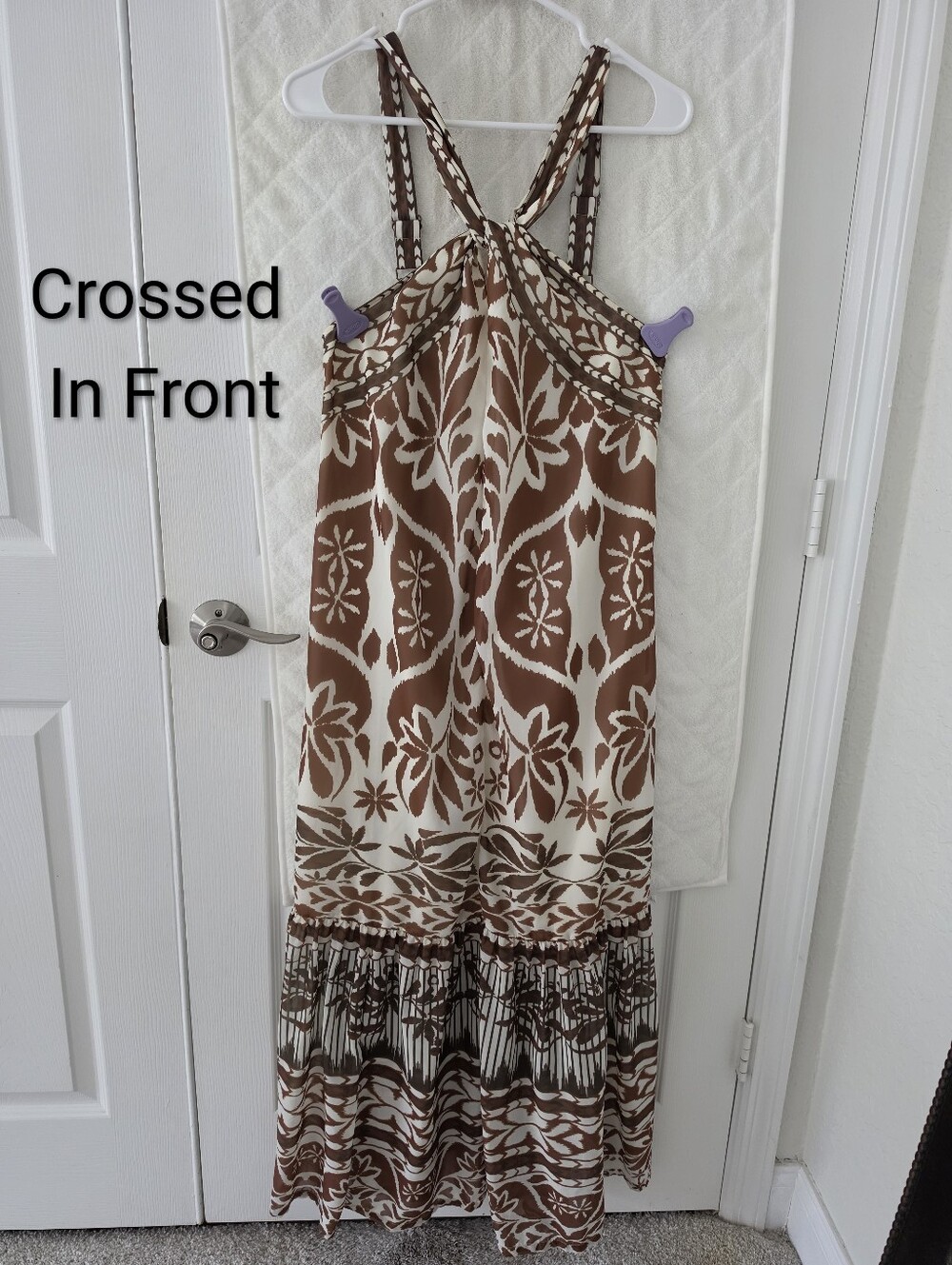 Vineet Bahl Boho Maxi Dress in Brown & White/Beige - Small - Convertible straps - Picture 5 of 11
